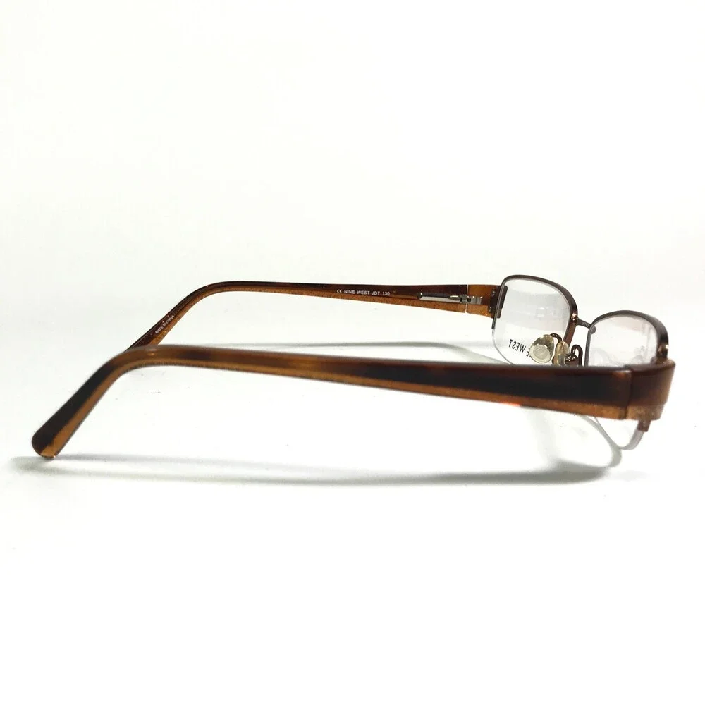 Nine West Petite Eyeglasses Frames 377 JDT Brown Rectangular Half Rim 53-16-130